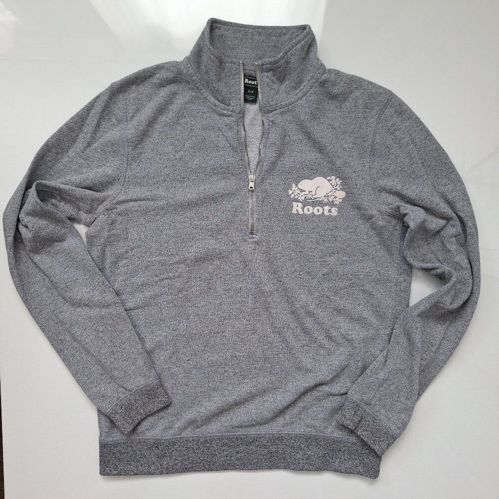 Roots Grey Salt and Pepper Quarter Zip Sweatshirt